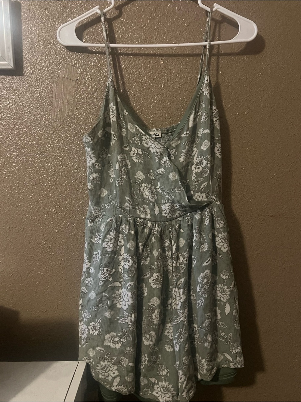 Floral Sage Green Strappy Romper